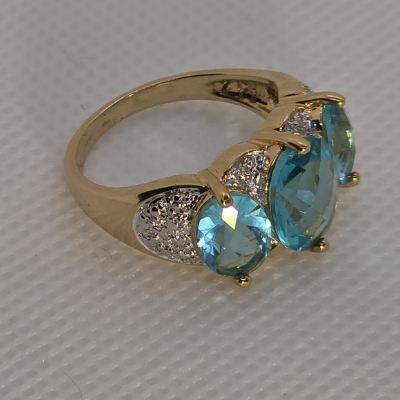 NWOT Designer Ross Simons Carribbean Tourmaline And Diamond Ring - Picture 4 of 11